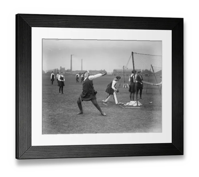 Framed Print : Ladies of Battersea and Chelsea Polytechnics start cricket practice at Merton Abbey Framed Print : Ladies of Battersea and Chelsea Polytechnics start cricket practice at Merton Abbey