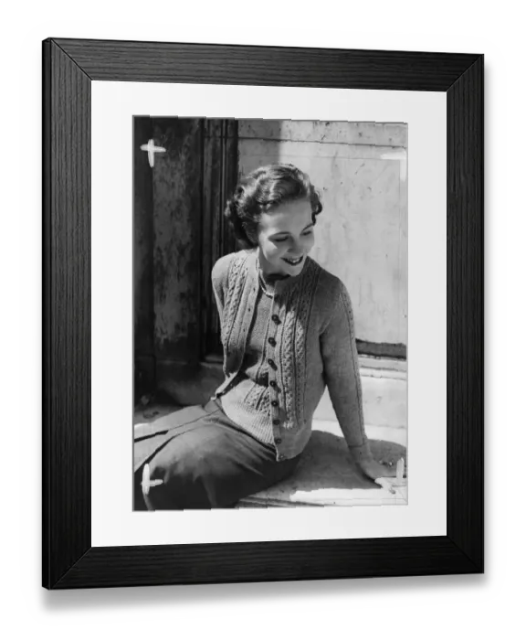 Framed Print : Handknitted twin set 1949 Framed Print : Handknitted twin set 1949