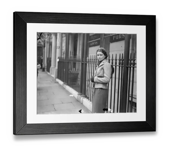 Framed Print : Queens train bearer leaves after the fitting of Coronation dress. Lady Elizabeth Paget Framed Print : Queens train bearer leaves after the fitting of Coronation dress. Lady Elizabeth Paget