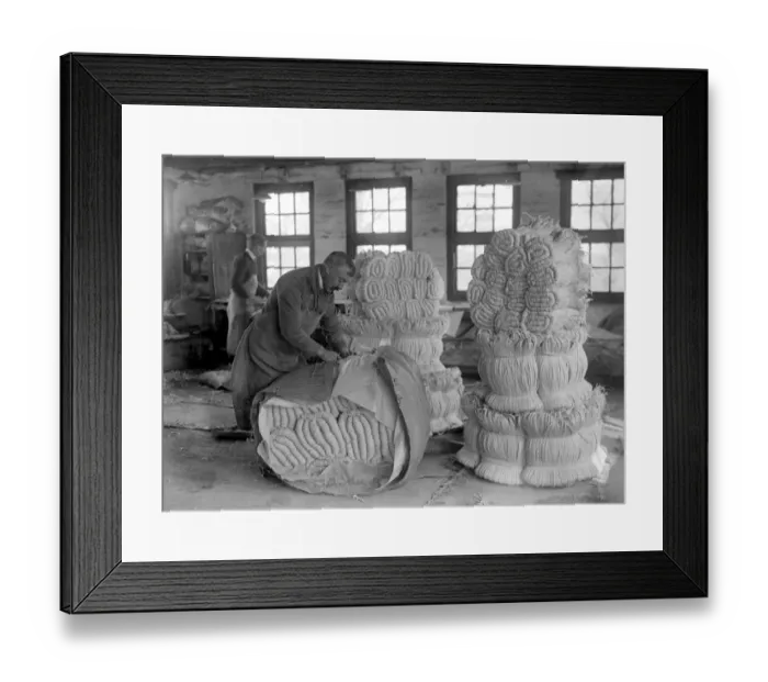 Framed Print : Panama Hat making at Messrs I. Cambis at Boreham Wood, Elstree. Skins of plait Framed Print : Panama Hat making at Messrs I. Cambis at Boreham Wood, Elstree. Skins of plait