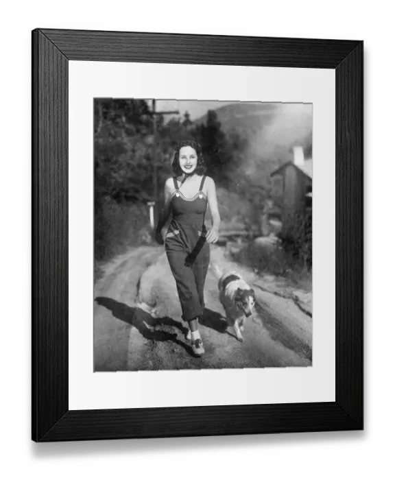 Framed Print : Overalls as film actress walking costume. Barbara Read, the film actress, prefers