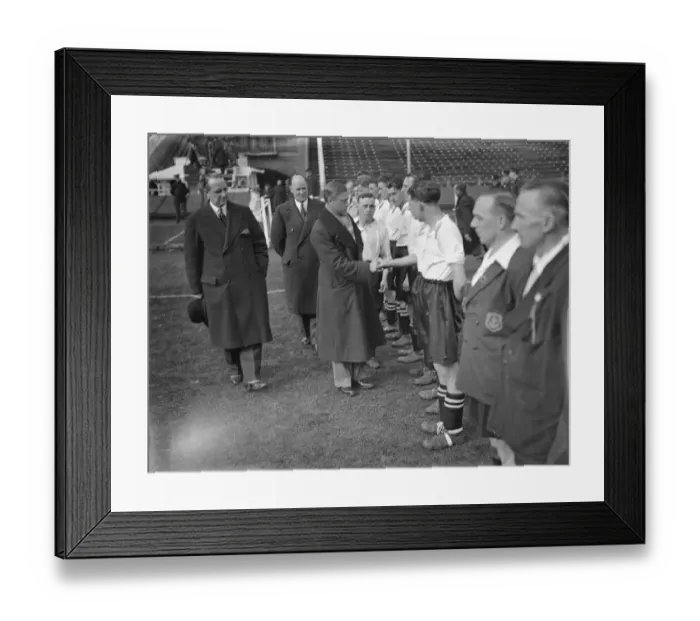 Framed Print : The Prince of Wales attends a football match between unemployed teams at Wembley stadium Framed Print : The Prince of Wales attends a football match between unemployed teams at Wembley stadium