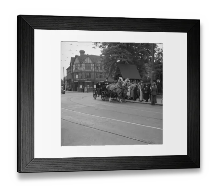 Framed Print : An old fashion wedding at Eltham Parish church. The wedding carriage. 1936 Framed Print : An old fashion wedding at Eltham Parish church. The wedding carriage. 1936