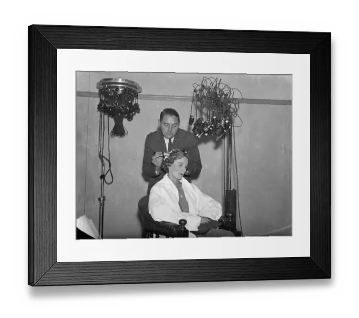 Framed Print : New creations for hairdressing fair. Many striking new coiffures and the latest Framed Print : New creations for hairdressing fair. Many striking new coiffures and the latest