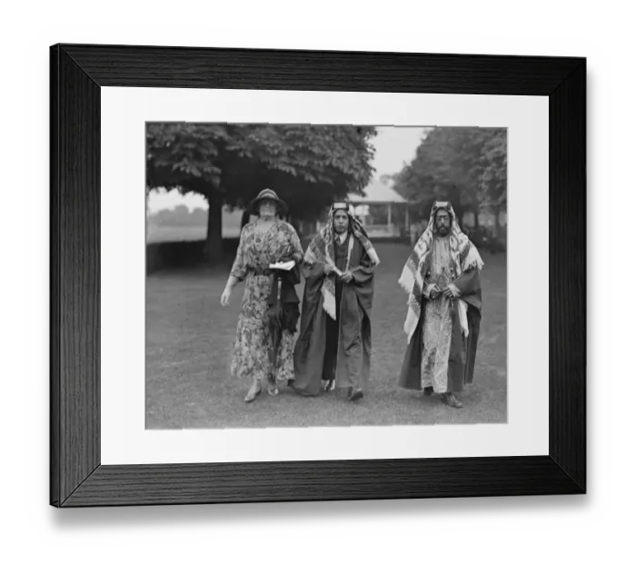 Framed Print : Ranelagh farm polo club. Sheik Mohamed Bin Esa of Mahrem and his nephew with Lady Framed Print : Ranelagh farm polo club. Sheik Mohamed Bin Esa of Mahrem and his nephew with Lady