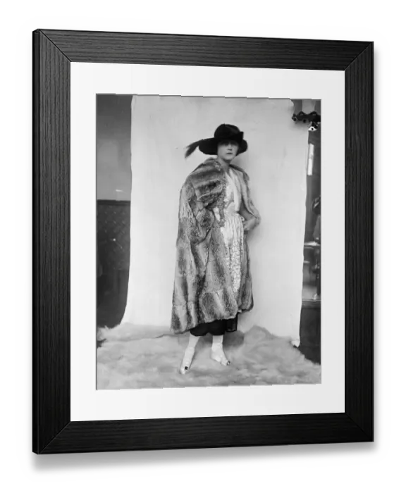 Framed Print : Women in fur coat undated