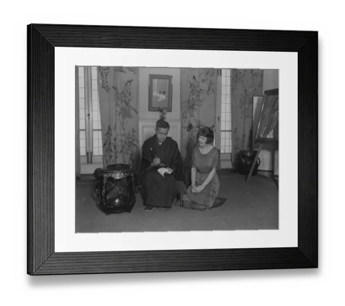 Framed Print : Japanese Poets English Bride. Mr Gonnoske Komai, the Japanese poet and his bride Framed Print : Japanese Poets English Bride. Mr Gonnoske Komai, the Japanese poet and his bride