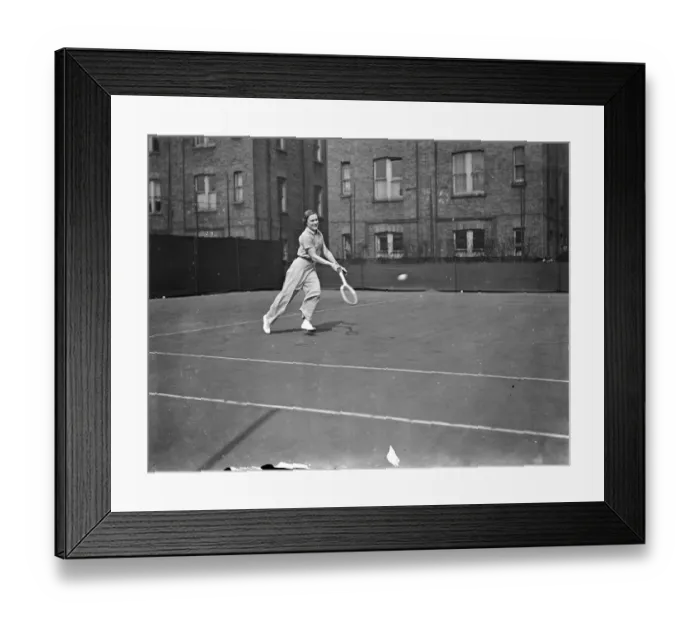 Framed Print : Mary Heeley plays in trousers. Defeats Miss Pope in Paddington Tournament. Miss Mary Heeley Framed Print : Mary Heeley plays in trousers. Defeats Miss Pope in Paddington Tournament. Miss Mary Heeley