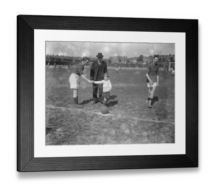 Framed Print : Police football match at Cricklewood, London. Viscount Raynham with one of the players Framed Print : Police football match at Cricklewood, London. Viscount Raynham with one of the players