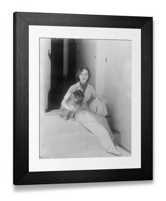Framed Print : Fashion freedom. Photo shows: wearing her new-fashion beach pyjamas of striped material Framed Print : Fashion freedom. Photo shows: wearing her new-fashion beach pyjamas of striped material