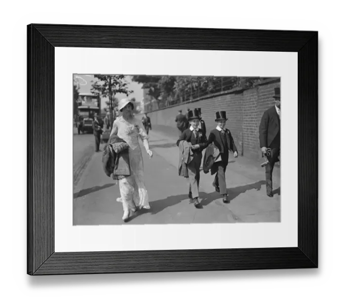 Framed Print : Typical Eton boys arriving for the Eton versus Harrow match at Lords. They are Framed Print : Typical Eton boys arriving for the Eton versus Harrow match at Lords. They are