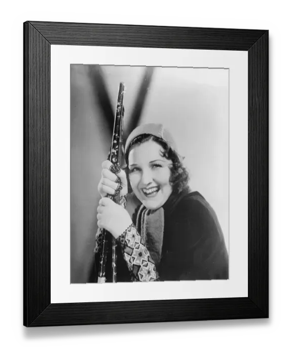 Framed Print : For Miladys winter wear. Miss Marjorie King, the film star, wearing a boyish Framed Print : For Miladys winter wear. Miss Marjorie King, the film star, wearing a boyish