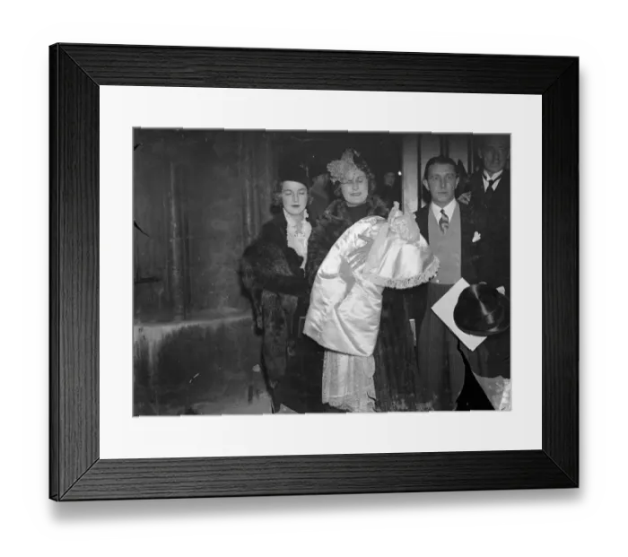 Framed Print : Something new in hatsat London christening. Prince Peter of Greece, who is on a visit to London Framed Print : Something new in hatsat London christening. Prince Peter of Greece, who is on a visit to London