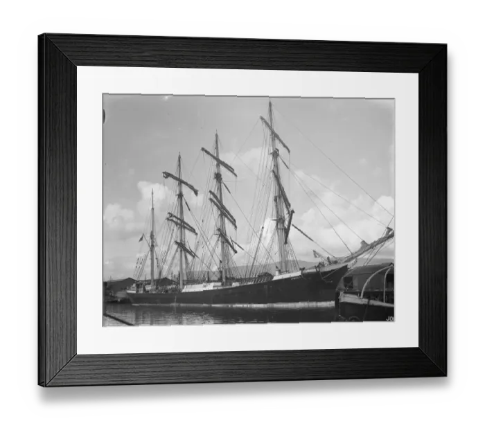 Framed Print : Lawhill a steel-hulled four-masted barque rigged in jubilee or baldheaded fashion