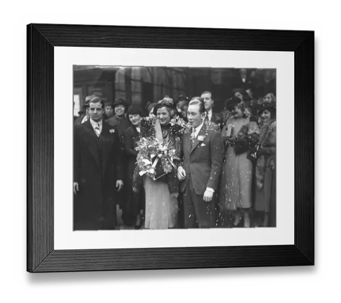 Framed Print : Wedding of Arthur Wragg, the jockey, and Miss Phyllis Georgina Wood at the Caxton