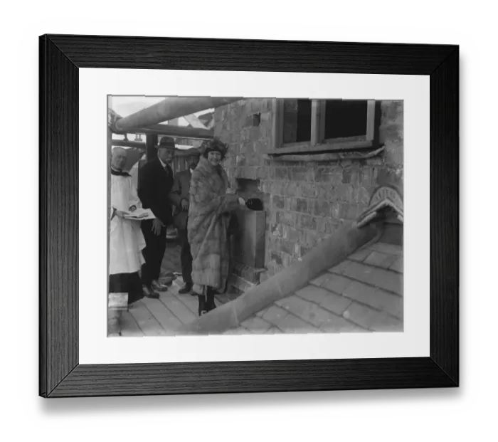 Framed Print : Mrs Holman, daughter of Sir Jesse and Lady Boot lays the foundation stone of Framed Print : Mrs Holman, daughter of Sir Jesse and Lady Boot lays the foundation stone of