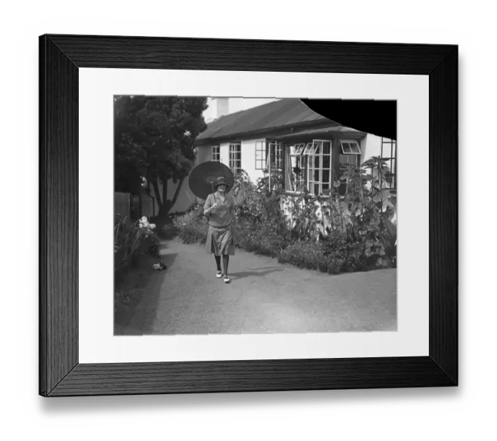 Framed Print : On Jethou, Channel Islands. Mrs Compton Mackenzie takes a walk. 1927