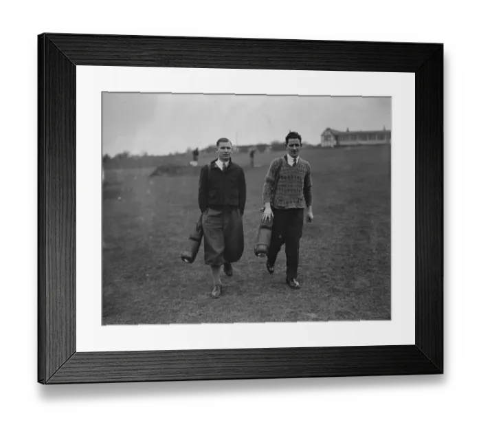 Framed Print : Arsenal Football Club players on the Dyke golf links at Brighton. Cliff Bastin