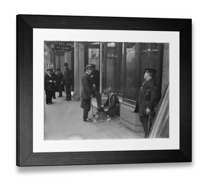 Framed Print : Boy scouts help the Blind Cleaning boots Framed Print : Boy scouts help the Blind Cleaning boots