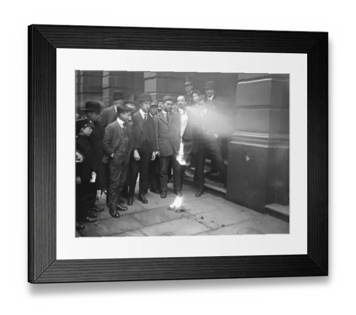 Framed Print : Burning one of a bundle of German flags which fetched ?50 at the Baltic exchange 17 Framed Print : Burning one of a bundle of German flags which fetched ?50 at the Baltic exchange 17