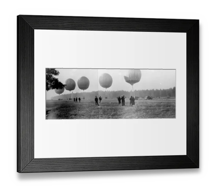 Framed Print : Balloon and parachutists start new fashion in propaganda work. Something new in Framed Print : Balloon and parachutists start new fashion in propaganda work. Something new in