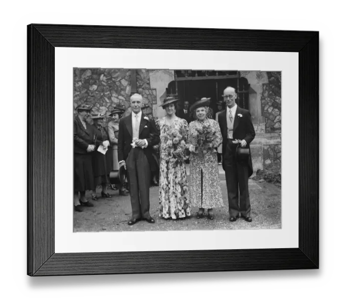 Framed Print : The wedding of W Gs Sykes and Milner. Some of the happy guests. July 1938
