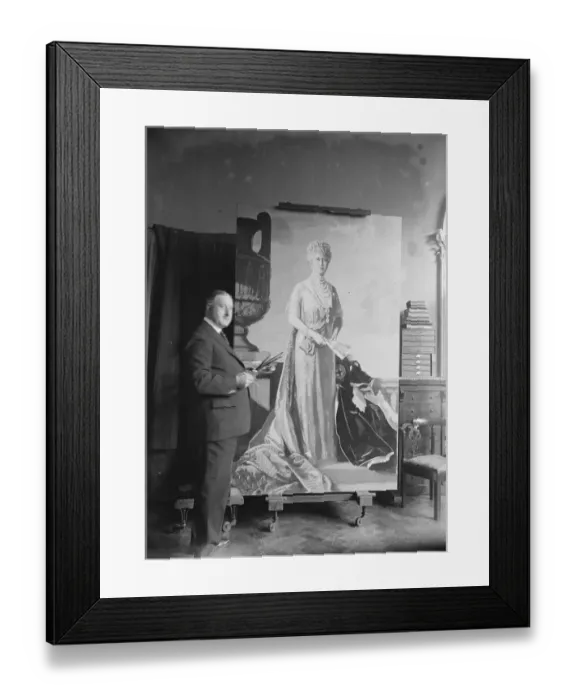 Framed Print : Mr Richard Jack and his portrait of the Queen 24 March 1927 Framed Print : Mr Richard Jack and his portrait of the Queen 24 March 1927