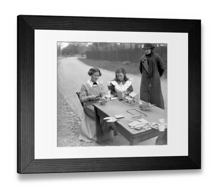 Framed Print : Toy making in village at Woolton Bedfordshire. January and February 1917 Framed Print : Toy making in village at Woolton Bedfordshire. January and February 1917