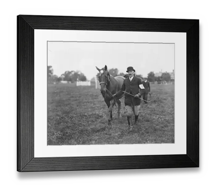 Framed Print : At the Rutland County Show at Oakham. Captain Hobbs and his horse. 1931 Framed Print : At the Rutland County Show at Oakham. Captain Hobbs and his horse. 1931