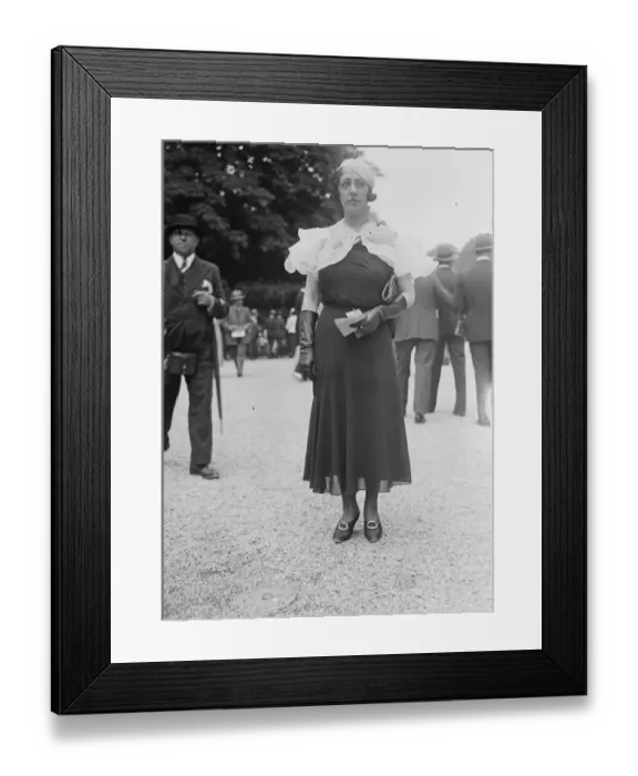 Framed Print : Striking fashions at French Grand Prix meeting at Longchamps. One of the striking Framed Print : Striking fashions at French Grand Prix meeting at Longchamps. One of the striking