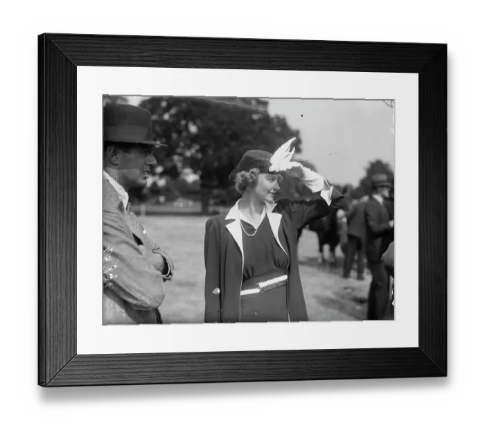 Framed Print : Bird on the hat. A bird of paradise hat decoration worn by Miss Alison Lawson