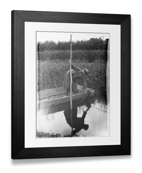 Framed Print : Eel fishing on the Hampshire river Avon 18 August 1920
