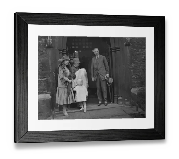 Framed Print : Lord and Lady Gorell after the christening of their infant son at Christ Church, Kensington Framed Print : Lord and Lady Gorell after the christening of their infant son at Christ Church, Kensington