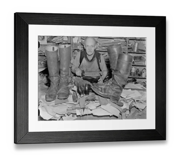 Framed Print : Cobblers family has shod villagers for 200 years. He made shoes for the Pope. For Framed Print : Cobblers family has shod villagers for 200 years. He made shoes for the Pope. For