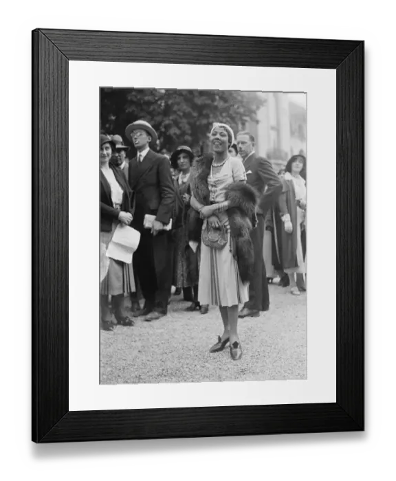 Framed Print : Striking fashions at French Grand Prix meeting at Longchamps. One of the striking Framed Print : Striking fashions at French Grand Prix meeting at Longchamps. One of the striking