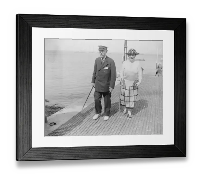 Framed Print : Cowes week opens Mrs Bennett Hasset and Lord Dunraven 1 August 1921 Framed Print : Cowes week opens Mrs Bennett Hasset and Lord Dunraven 1 August 1921