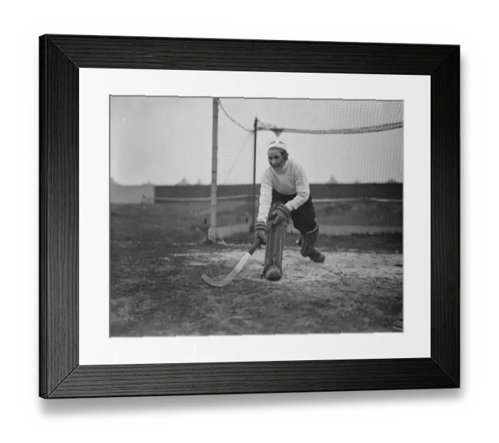 Framed Print : Ladies International Hockey - England versus Germany. Fraulein Stickel, the German Framed Print : Ladies International Hockey - England versus Germany. Fraulein Stickel, the German