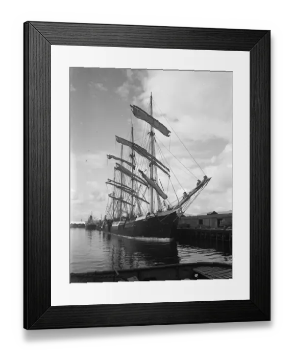 Framed Print : Lawhill a steel-hulled four-masted barque rigged in jubilee or baldheaded fashion in harbour Framed Print : Lawhill a steel-hulled four-masted barque rigged in jubilee or baldheaded fashion in harbour