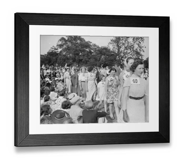 Framed Print : Sidcup jubilee homes fete. The girls beauty parade. 1938 Framed Print : Sidcup jubilee homes fete. The girls beauty parade. 1938