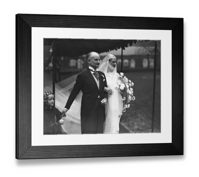Framed Print : Wedding of Mr Frederick and Miss Margot Scott. 7 January 1936 Framed Print : Wedding of Mr Frederick and Miss Margot Scott. 7 January 1936