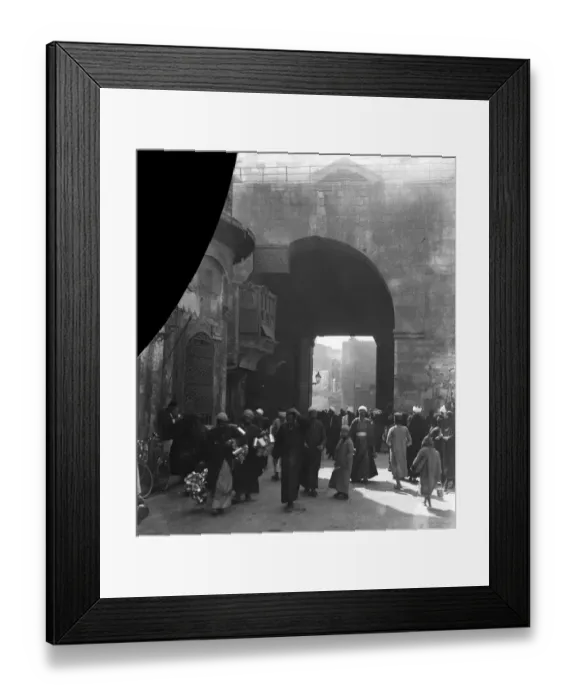 Framed Print : The Bab al - Zuweila gate in Cairo, the famous medieval gateway. 25 November 1924