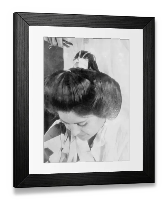 Framed Print : Japanese girls submit to 2 hours agony for alluring coiffure. Few people who admire Framed Print : Japanese girls submit to 2 hours agony for alluring coiffure. Few people who admire