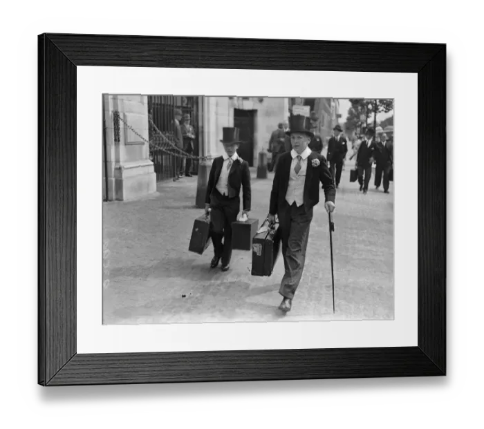 Framed Print : Two heavily laden Eton boys at Lords for the Eton - Harrow cricket match. Harrow Framed Print : Two heavily laden Eton boys at Lords for the Eton - Harrow cricket match. Harrow
