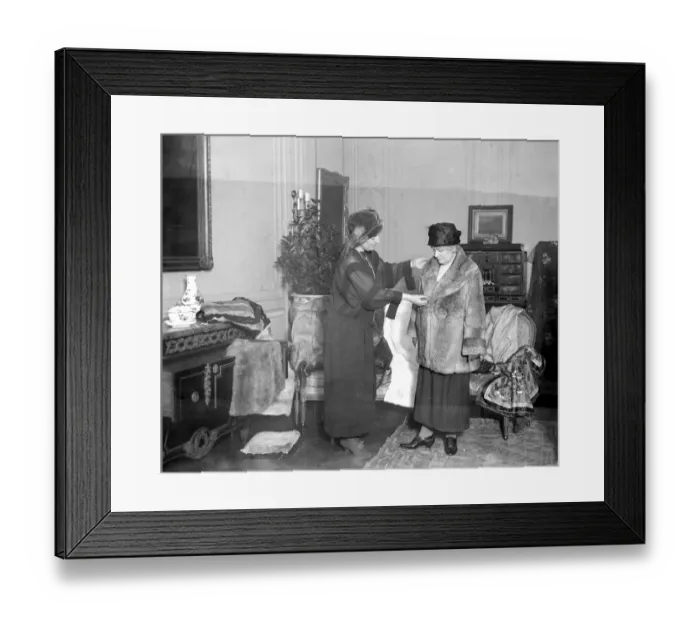 Framed Print : The Baroness De Brienen in her drawing room - saleroom at 1. Mount Row. W. 1. Where Framed Print : The Baroness De Brienen in her drawing room - saleroom at 1. Mount Row. W. 1. Where