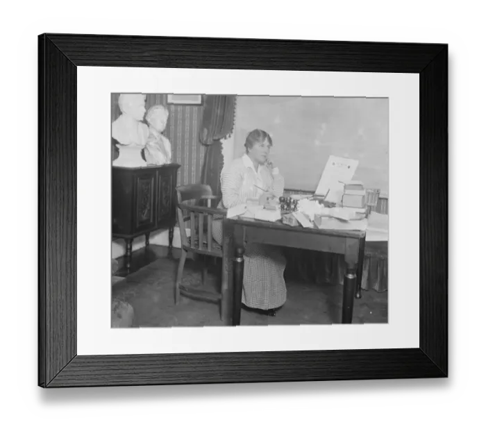 Framed Print : Miss Ellaline Terriss at work on the supply of I Promise badges Framed Print : Miss Ellaline Terriss at work on the supply of I Promise badges
