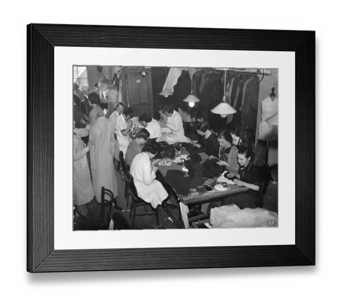 Framed Print : Embroiders at Hartnells, the Court dressmakers, are at work in London on exquisite Framed Print : Embroiders at Hartnells, the Court dressmakers, are at work in London on exquisite