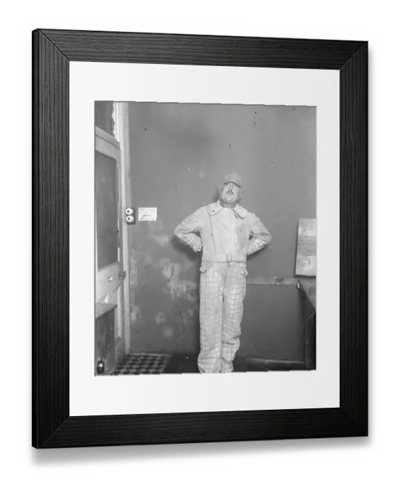 Framed Print : A new suit for flying men. It won t burn, won t sink and keeps out the cold Framed Print : A new suit for flying men. It won t burn, won t sink and keeps out the cold