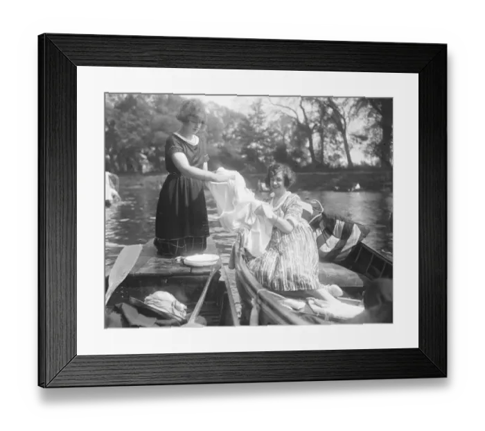 Framed Print : Peep show. Girls on the river at Teddington Washing up 8 May 1921 Framed Print : Peep show. Girls on the river at Teddington Washing up 8 May 1921