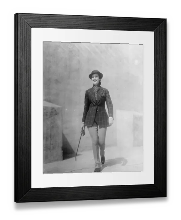 Framed Print : Fashion goes riding. Even Hollywood, birthplace of fashion, stared when Dorothy Lamour Framed Print : Fashion goes riding. Even Hollywood, birthplace of fashion, stared when Dorothy Lamour