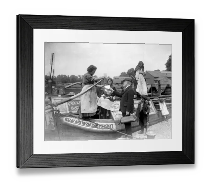 Framed Print : Taking the census - with the bargees. 17 June 1921